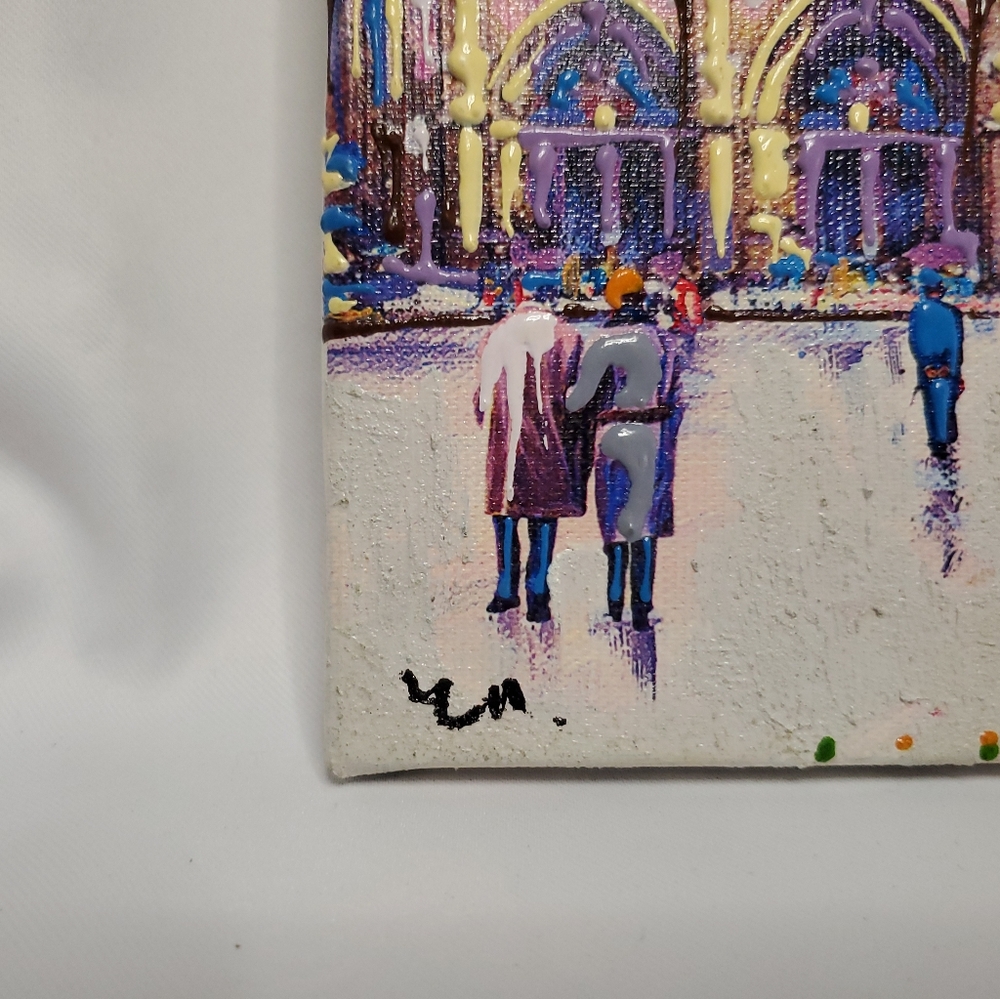 3 Paris Oil Paintings Eiffel Tower Notre-Dame Cathedral Place du Tertre 7.5x9.5 - Picture 9 of 11